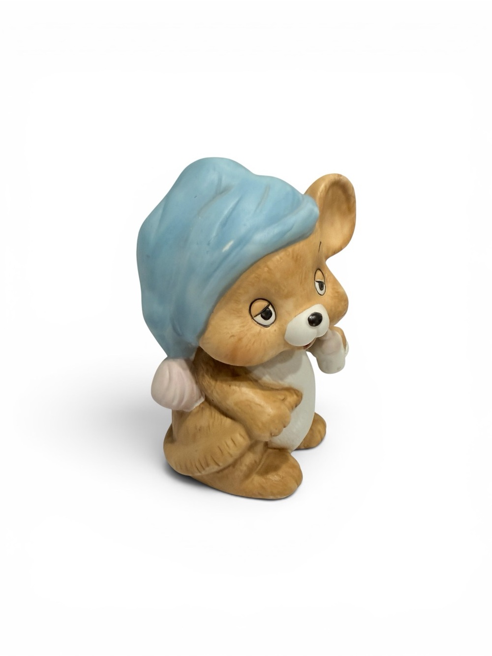 Vintage Porcelain Sleepy Mouse Night Light – Nursery Lamp with Blue Hat - Picture 6 of 17